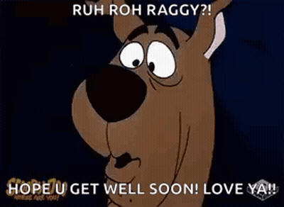Scooby Doo Is Making A Funny Face And Saying `` Hope U Get Well Soon ! Love Ya !! '' GIF