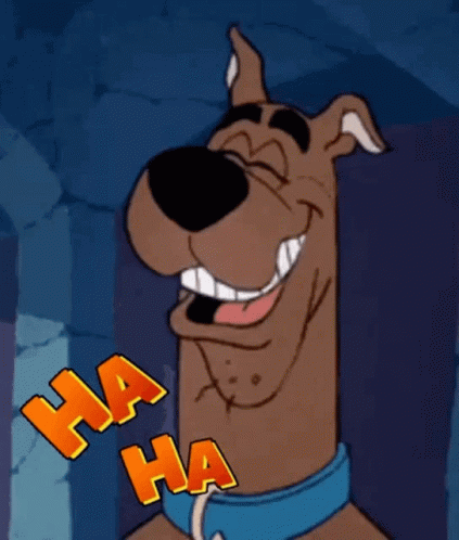 Scooby Doo Is Smiling And Laughing With The Words Ha Ha In The Background GIF