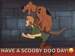 Scooby-Doo On Top Of Shaggy Running Have A Scooby Doo Day GIF