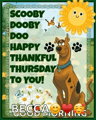 Scooby Doo Says Happy Thankful Thursday To You . GIF