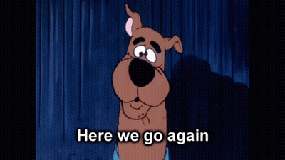 Scooby Doo Says " Here We Go Again " In A Dark Room GIF