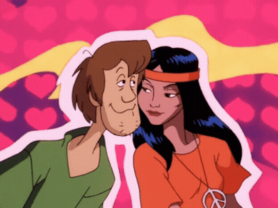 Scooby Doo Shaggy And Woman With Peace Sign GIF