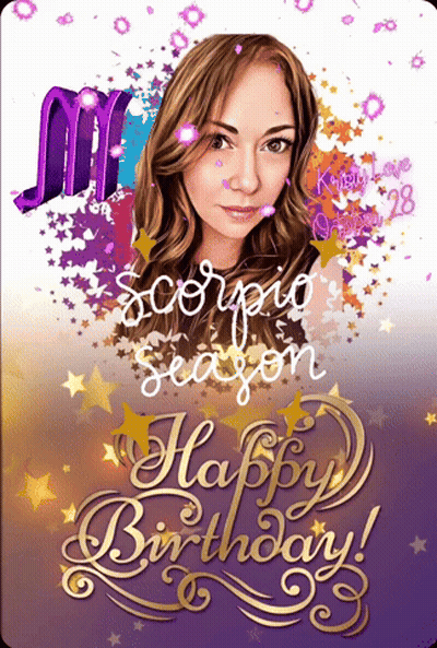 Scorpio Season Happy Birthday Woman Card GIF