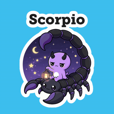 Scorpio Sticker With Purple Monster On Scorpion GIF