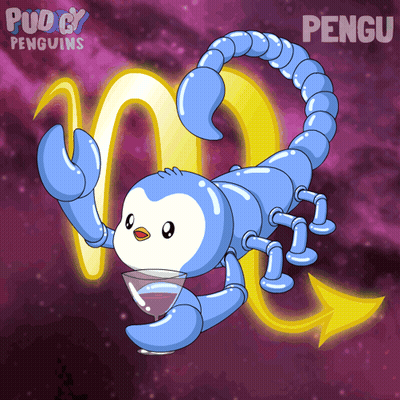 Scorpion Holding Martini With Name Pengu GIF