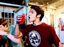 Scott McCall Teen Wolf Drinking And Spilling GIF