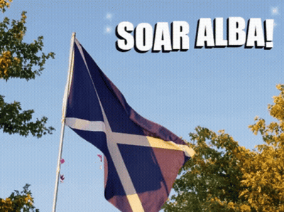 Scottish Flag Flying In Wind Saying Soar Alba GIF