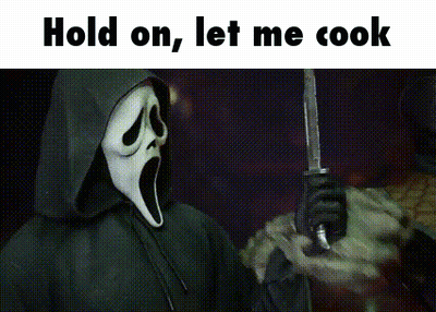 Scream Holding Knife And Saying Hold On GIF