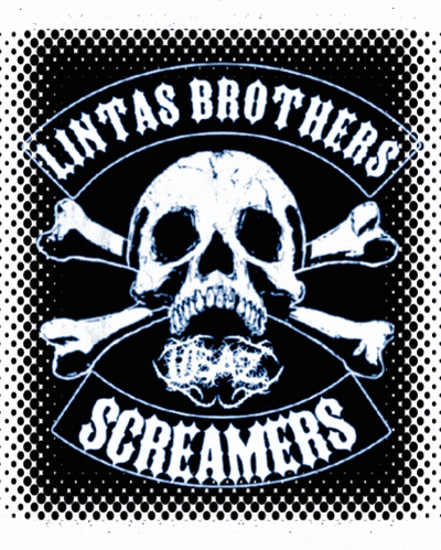 Screamers Logo With Skull And Crossbones GIF