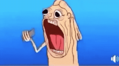 Screaming Cartoon Character Holding Fork GIF