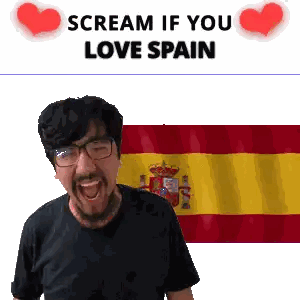 Screaming Man Glasses Spanish Flag Scream Love Spain Sticker