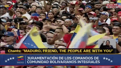 Screen Showing Crowd With Maduro Friend The People Are With You GIF