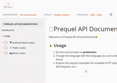 Screenshot Prequel API Docs GIF
