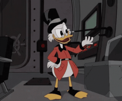 Scrooge McDuck Standing in Dark Room