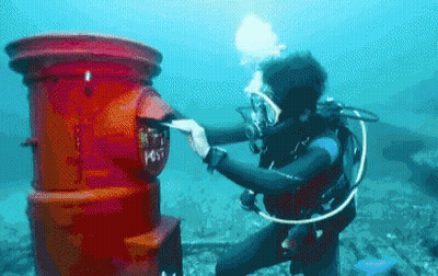 Scuba Diver Sending Mail GIF