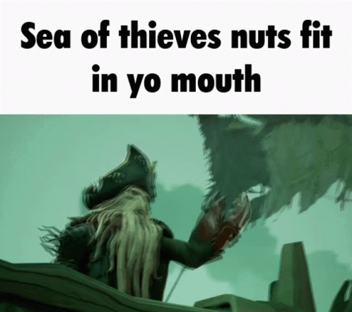 Sea Of Thieves Nuts Fit In Yo Mouth Written On A Picture GIF