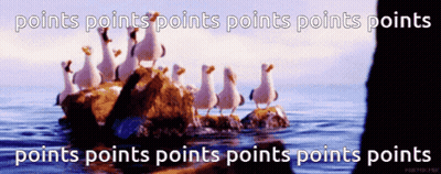 Seagulls Standing On Rock Saying Points Points Points GIF