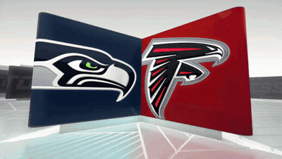 Seahawks And Falcons Logos On Wall GIF