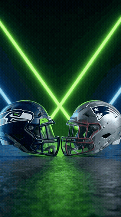 Seahawks And Patriots Helmets Crossed GIF