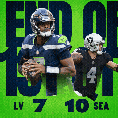 Seahawks and Raiders Poster with Two Players