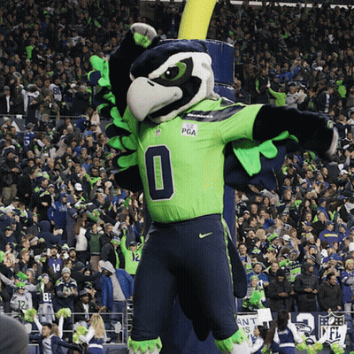 Seahawks Mascot Dancing For Crowd GIF