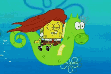 Seahorse Ride Spongebob Rainbow Travel GIF