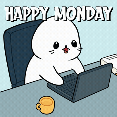 Seal At Desk Using Laptop Happy Monday GIF