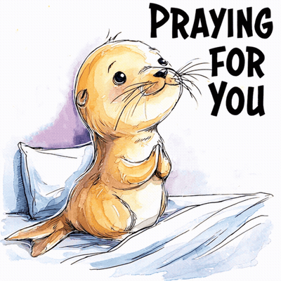 Seal Drawing Saying Praying For You GIF
