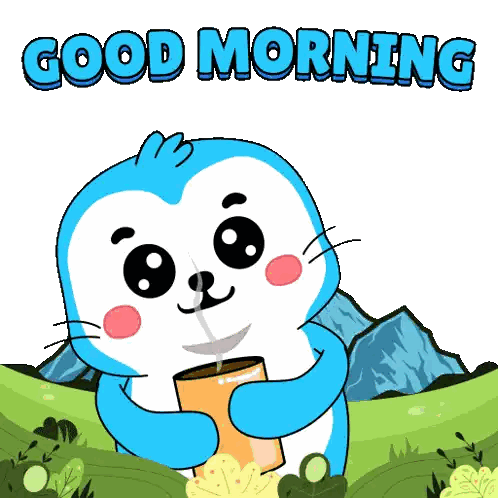 Seal Drinking Coffee Good Morning Sticker