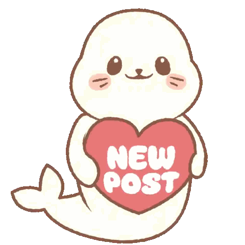Seal Holding Heart That Says New Post Sticker