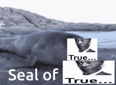 Seal Of True With Man's Picture GIF