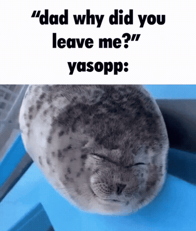 Seal Sleeping On Blue Surface Saying Dad Why Did You Leave Me GIF