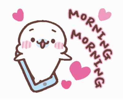 Seal Talking On Cell Phone Morning Morning With Hearts GIF