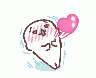 Seal With Hearts Eyes And Pink Balloon GIF