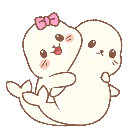 Seals Hugging With Heart Sticker
