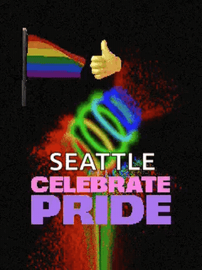 Seattle Celebrate Pride Rainbow Flag Poster GIF