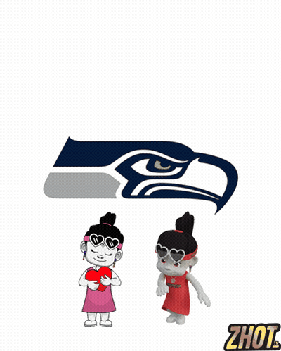 Seattle Seahawks Logo With Little Girl In Love GIF