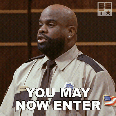 Security Guard Telling You May Enter GIF