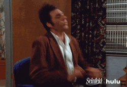 Seinfeld Kramer Giddy Up Almost Fell From Chair GIF