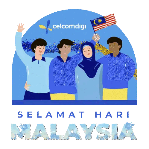 Selamat Hari Malaysia Poster With Flag Holders Sticker