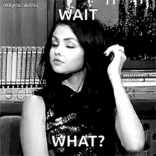 Selena Gomez Wait What Hand Signal GIF