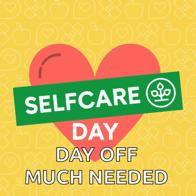 Selfcare Day Poster With Red Heart On Yellow GIF