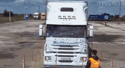 Semi Truck With Number 20 On Front GIF