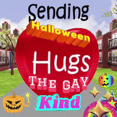 Sending Halloween Hugs Gay Kind On Red Heart GIF