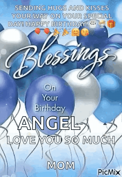 Sending Hugs And Kisses Happy Birthday Angel GIF