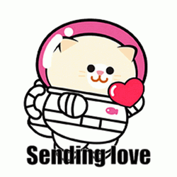 Sending Love Cat Bubble Heart GIF