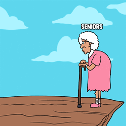 Senior Citizen Kicked On The Cliff GIF