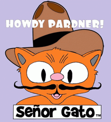 Señor Gato Moustache Howdy Partner GIF
