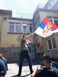 Serbia Man Flag Wave