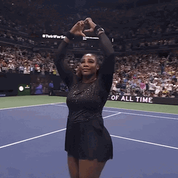 Serena Walking With Heart Hands In US Open GIF